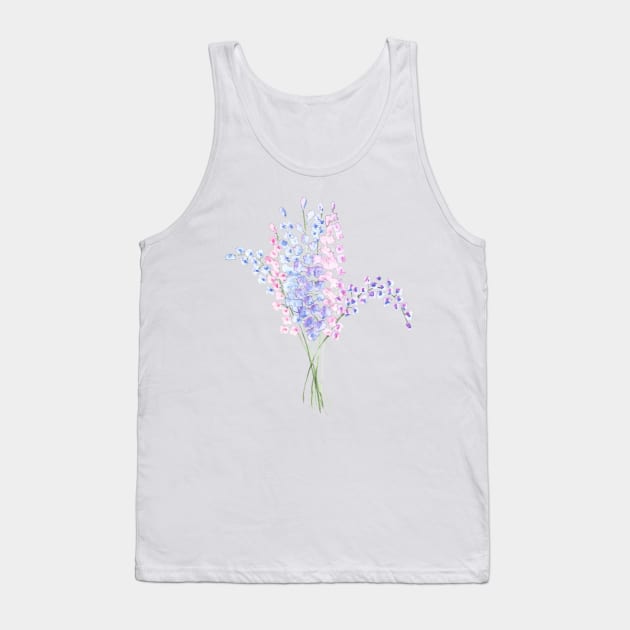 Larkspur, floral watercolor painting Tank Top by Sharon Rose Art